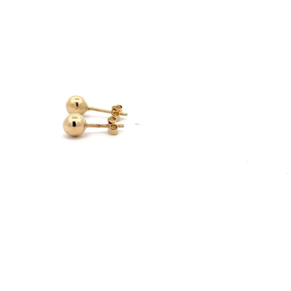 18K Gold Stud Earrings Ball - Picture 7 of 11